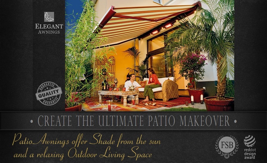 Patio awnings offer shade from the sun and a relaxing outdoor living space