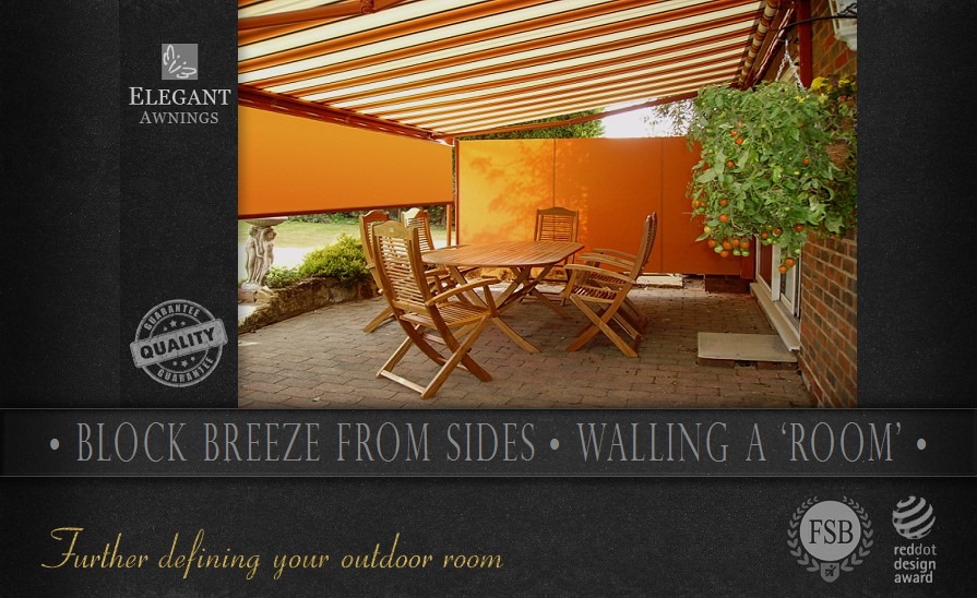 Awnings with sides can wall an outdoor room